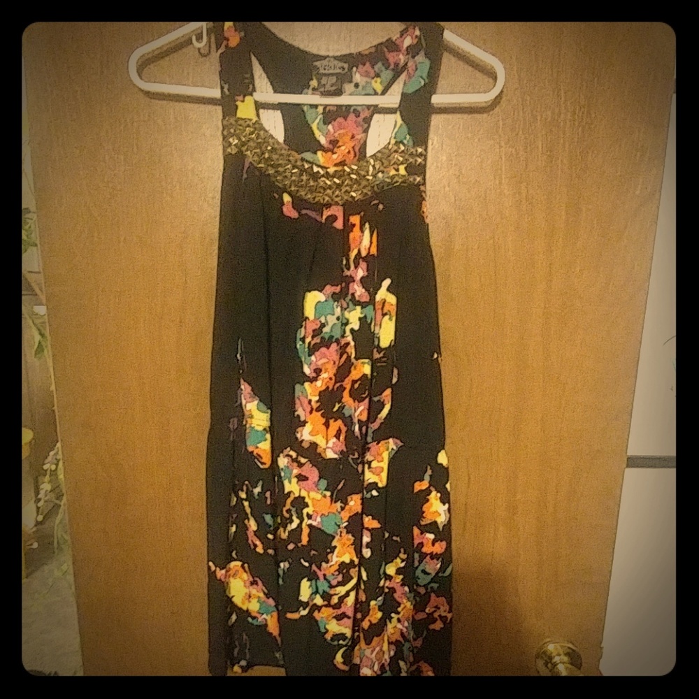 ANGIE Black Multicolor dress w gold beading